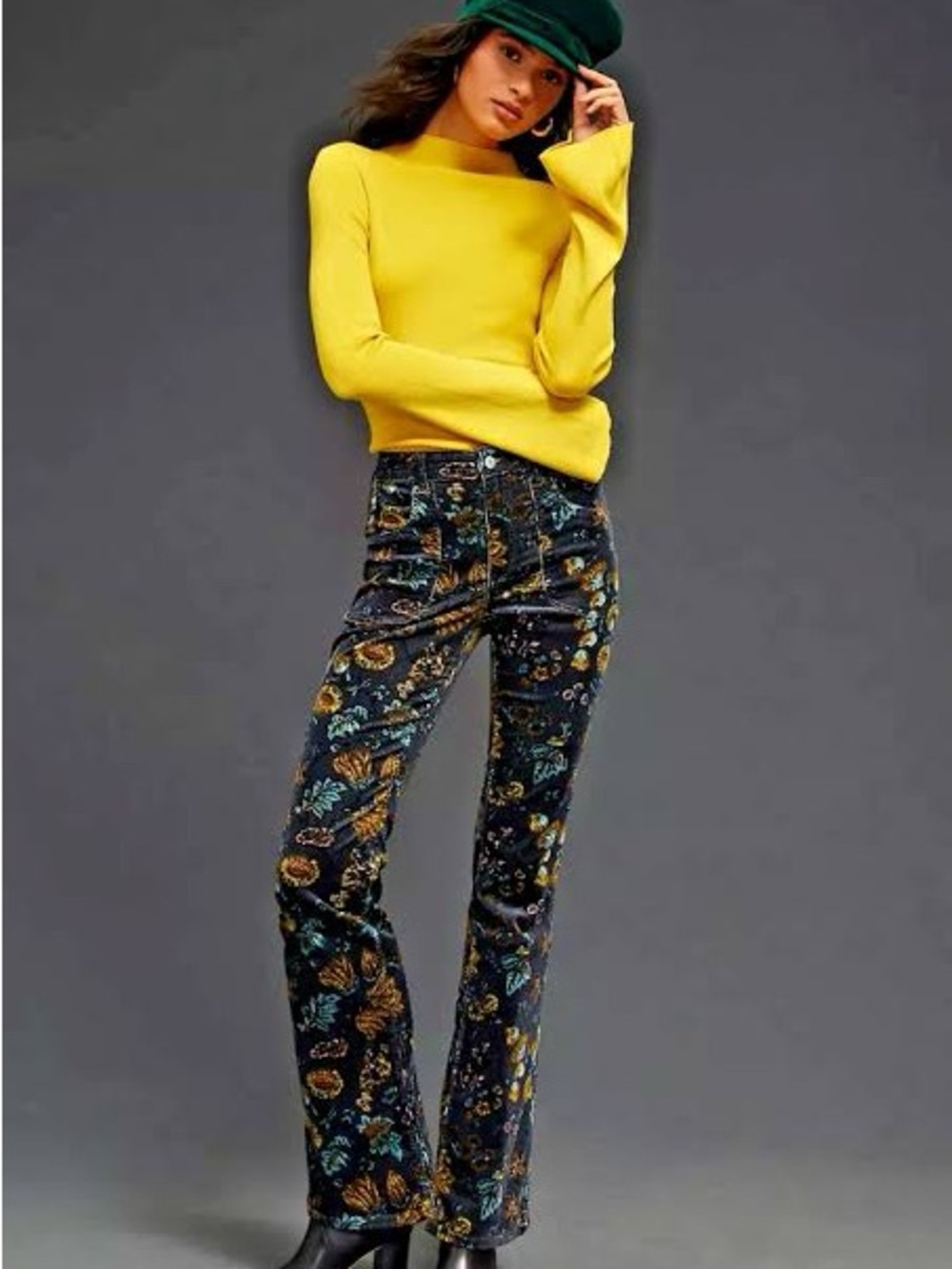 Anthropologie Floral Corduroy Pants